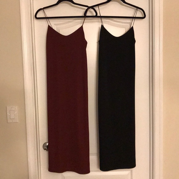 ZARA Midi Slip Dress in Burgundy Minimal 90s - Picture 2 of 4
